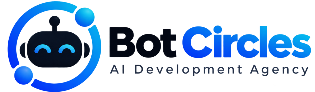 Bot Circles AI Development Agency logo featuring a friendly robot inside a blue circular design